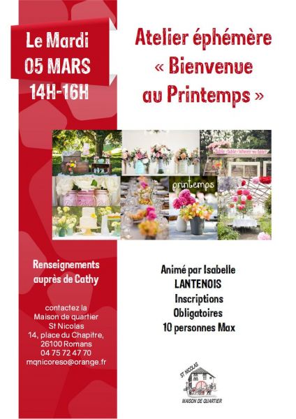 Atelier Fimo éphémère Bienvenue PRINTEMPS