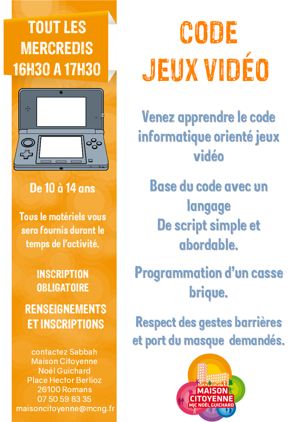 Atelier coding jeux video