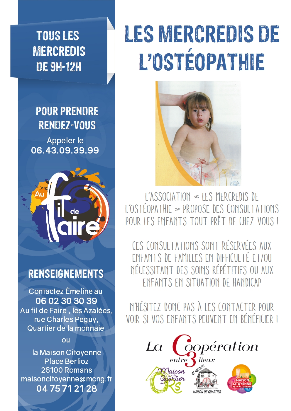 affiche mercredis ostéopathie déconfinement