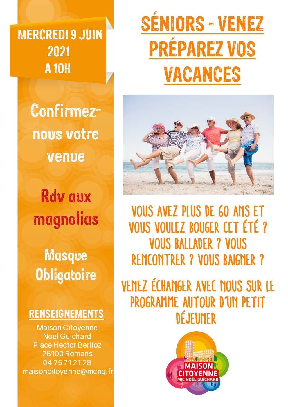 affiche réunion sénior vacances