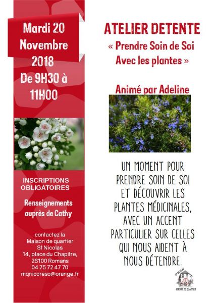 Atelier PRENDRE SOIN DE SOI Adeline SAULIOT