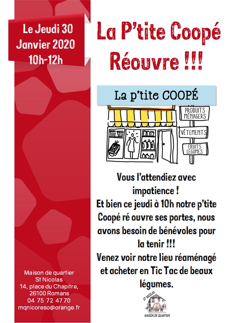 affiche Réouverture Ptite Coopé 30 Janvier