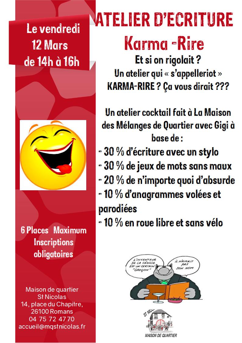 affiche atelier du rire Gigi 12 Mars 2021